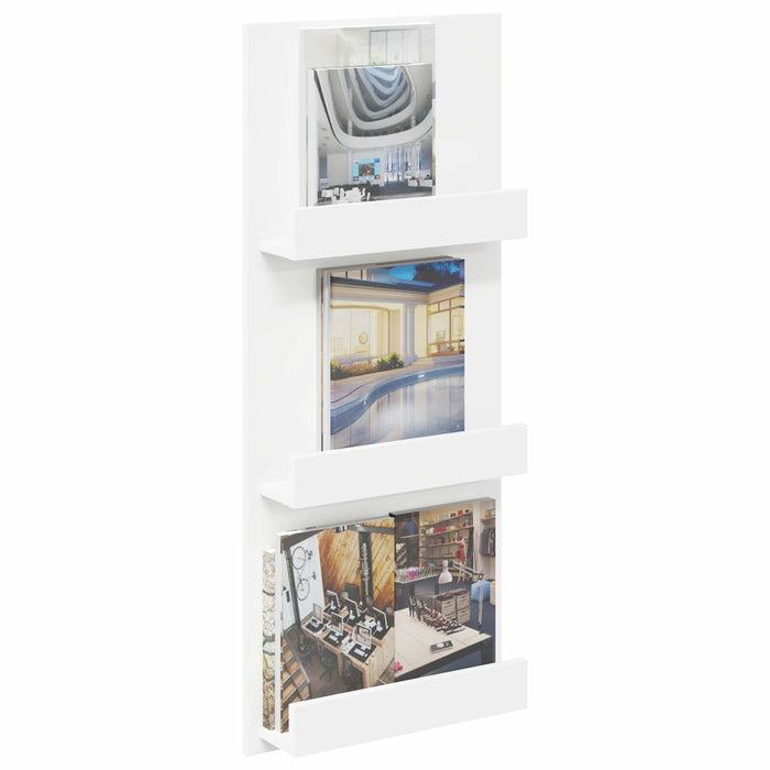 Raft pentru reviste cu raft Alb 51 x 11 x 102 cm Lemn compozit - WALTI WALTI