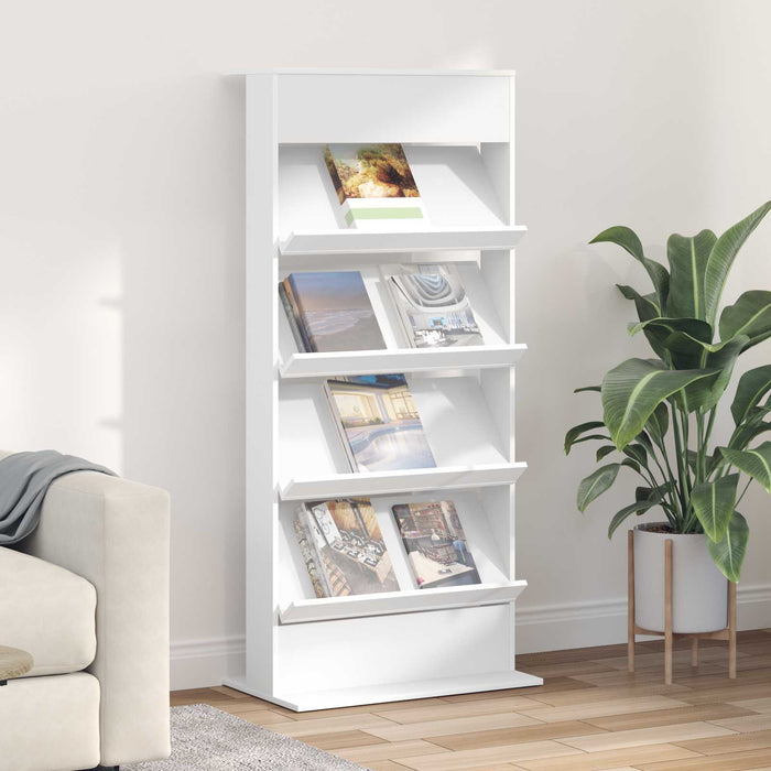 Raft pentru reviste cu raft Alb 70 x 41 x 156 cm Lemn compozit - WALTI WALTI
