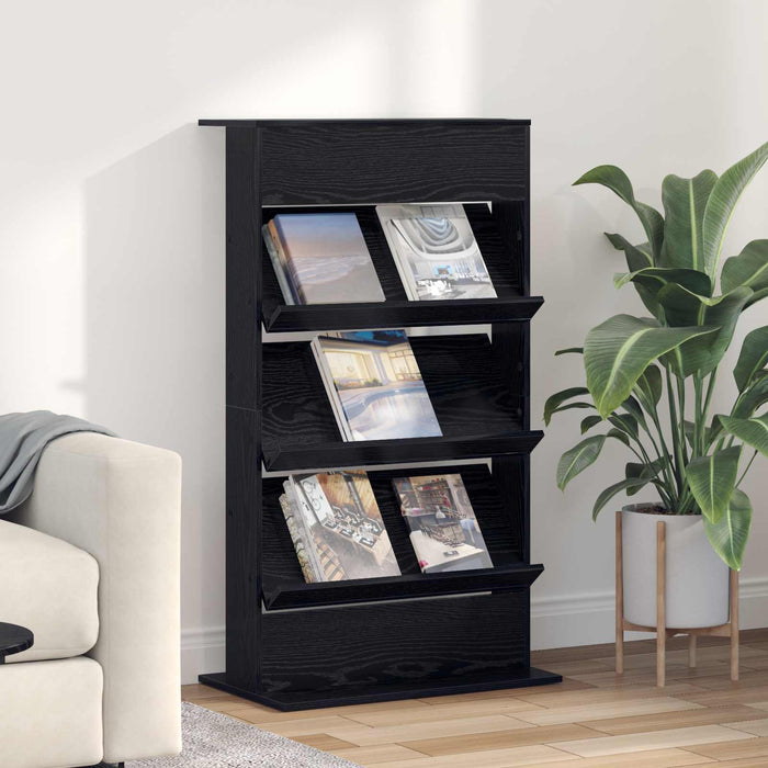 Raft pentru reviste Stejar Negru 70 x 41 x 126 cm Lemn compozit - WALTI WALTI