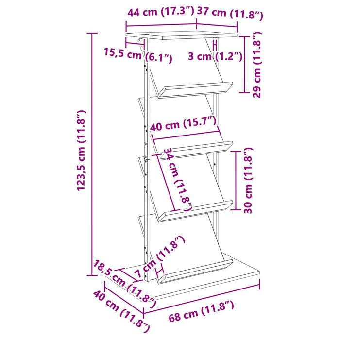 Raft pentru reviste cu raft Stejar fumuriu 68 x 40 x 123.5 cm - WALTI WALTI