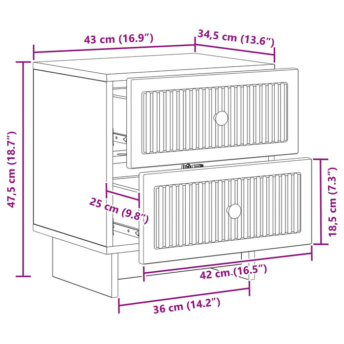 Dulap de noapte 2 pcs Negru 43 x 34,5 x 47,5 cm Lemn prelucrat - WALTI WALTI