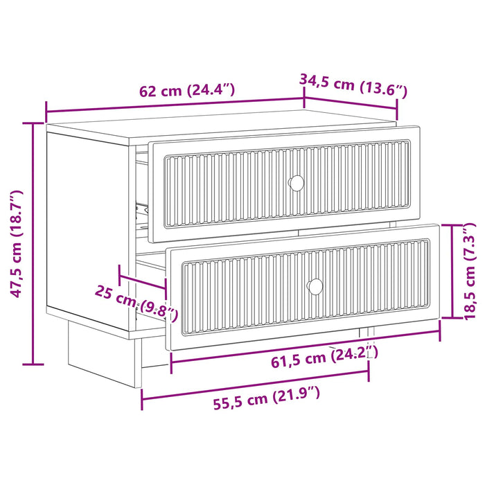 Dulap de noapte Gri Beton 62 x 34,5 x 47,5 cm Lemn prelucrat - WALTI WALTI