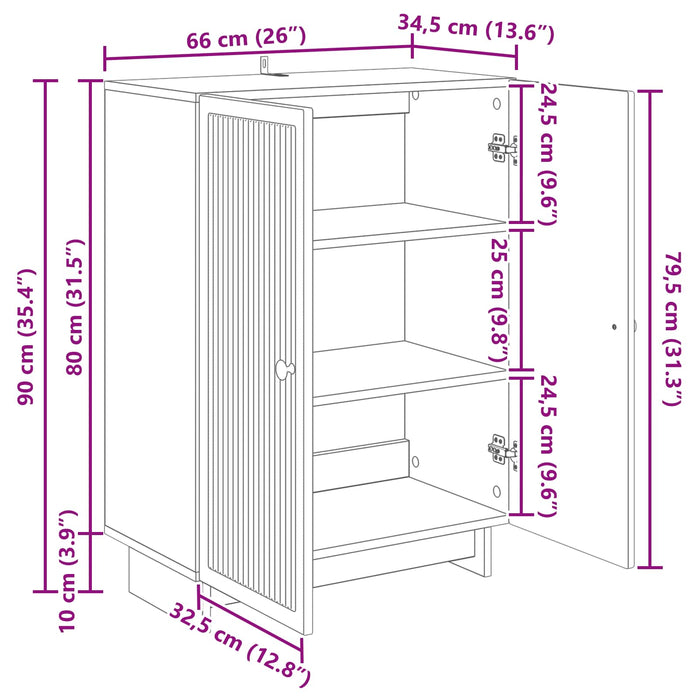 Bufet Alb foarte lucios 66 x 34,5 x 90 cm Lemn prelucrat - WALTI WALTI