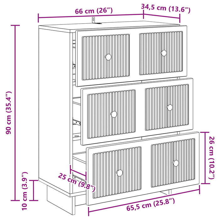 Dulap cu sertare Alb 66 x 34,5 x 90 cm Lemn prelucrat - WALTI WALTI