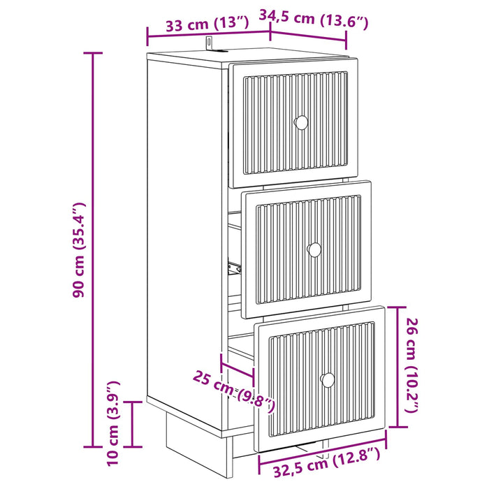 Dulap cu sertare Lemn vechi 33 x 34,5 x 90 cm Lemn prelucrat - WALTI WALTI