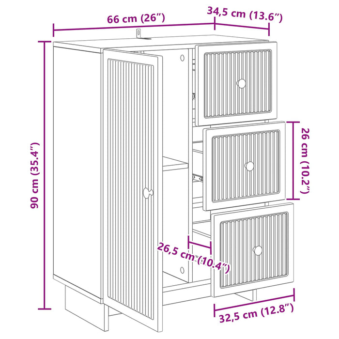 Bufet cu sertar Sonoma gri 66 x 34,5 x 90 cm Lemn prelucrat - WALTI WALTI