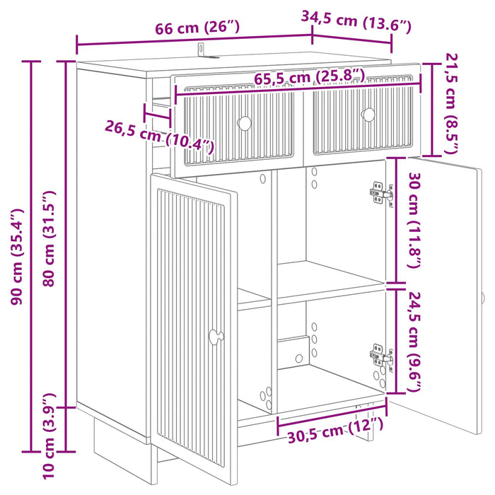 Bufet cu sertar Sonoma gri 66 x 34,5 x 90 cm Lemn prelucrat - WALTI WALTI