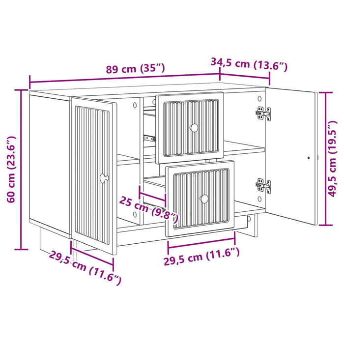 Bufet cu sertar Alb 89 x 34,5 x 60 cm Lemn prelucrat - WALTI WALTI