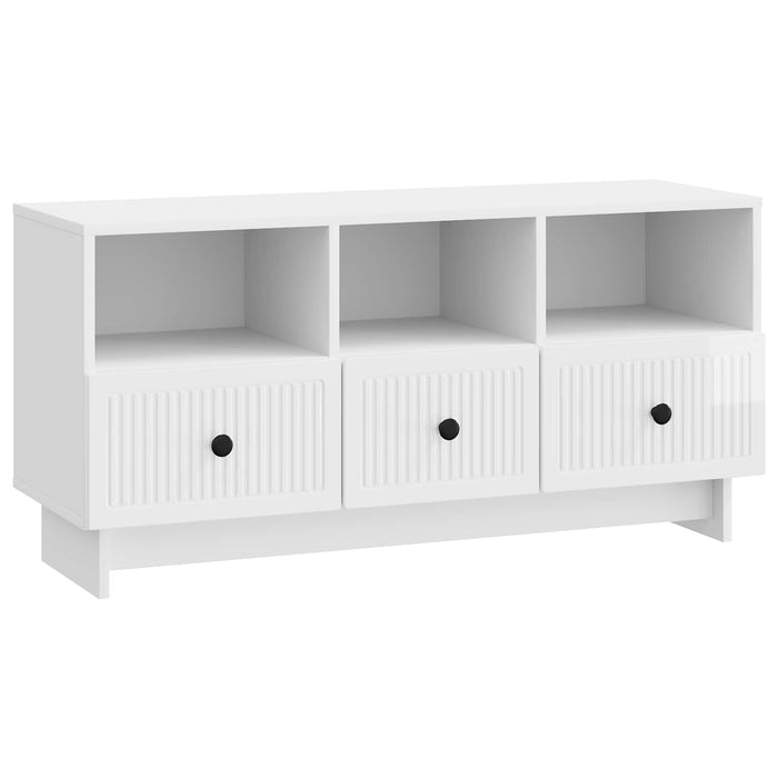 Cabinet TV Alb foarte lucios 102 x 34,5 x 50 cm Lemn prelucrat - WALTI WALTI
