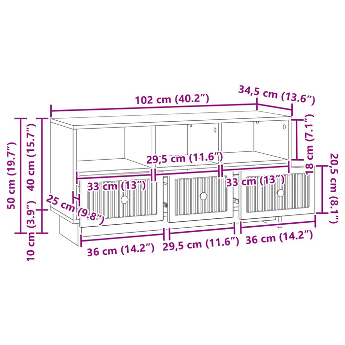 Cabinet TV Sonoma gri 102 x 34,5 x 50 cm Lemn prelucrat - WALTI WALTI