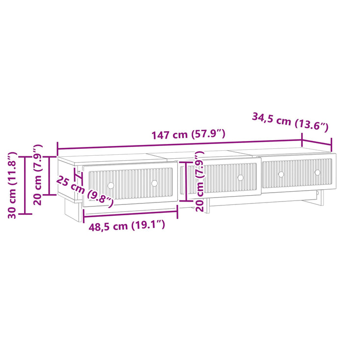 Cabinet TV Alb foarte lucios 147 x 34,5 x 30 cm Lemn prelucrat - WALTI WALTI