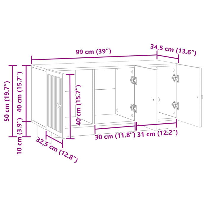 Cabinet TV Negru 99 x 34,5 x 50 cm Lemn prelucrat - WALTI WALTI