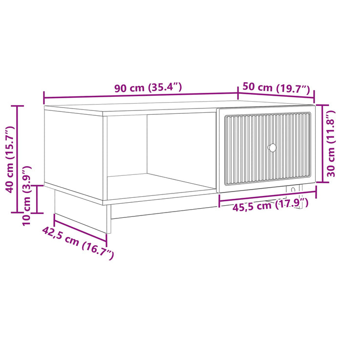 Masă de cafea Stejar fumuriu 90 x 50 x 40 cm Lemn prelucrat - WALTI WALTI