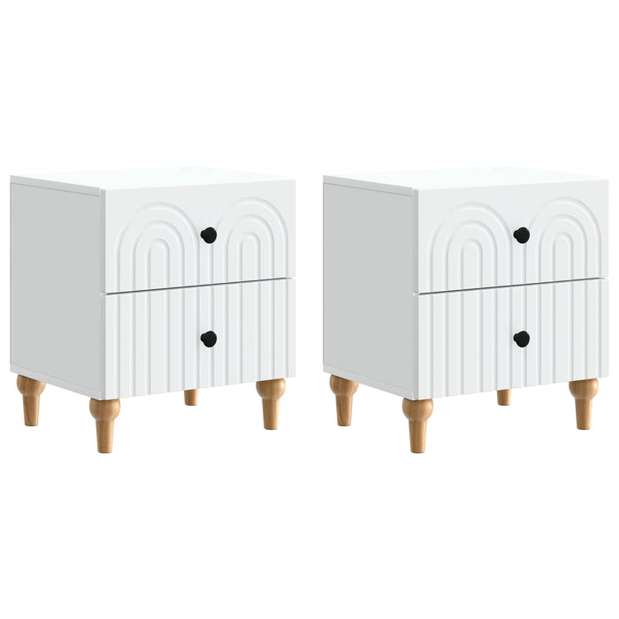 Dulap de noapte 2 pcs Alb 43 x 34,5 x 48 cm Lemn prelucrat - WALTI WALTI