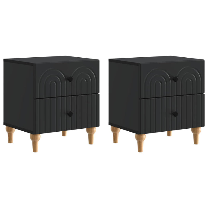 Dulap de noapte 2 pcs Negru 43 x 34,5 x 48 cm Lemn prelucrat - WALTI WALTI