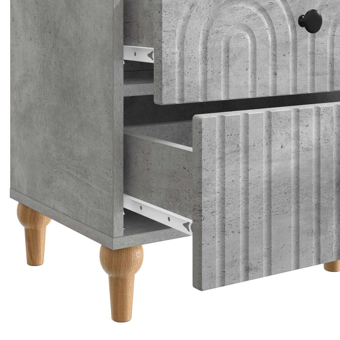 Dulap de noapte Gri Beton 43 x 34,5 x 48 cm Lemn prelucrat - WALTI WALTI