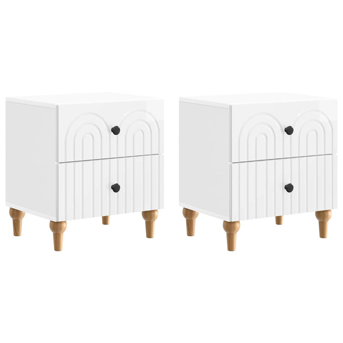 Dulap de noapte 2 pcs Alb foarte lucios 43 x 34,5 x 48 cm - WALTI WALTI