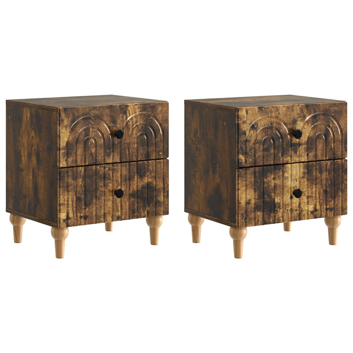 Dulap de noapte 2 pcs Stejar fumuriu 43 x 34,5 x 48 cm - WALTI WALTI