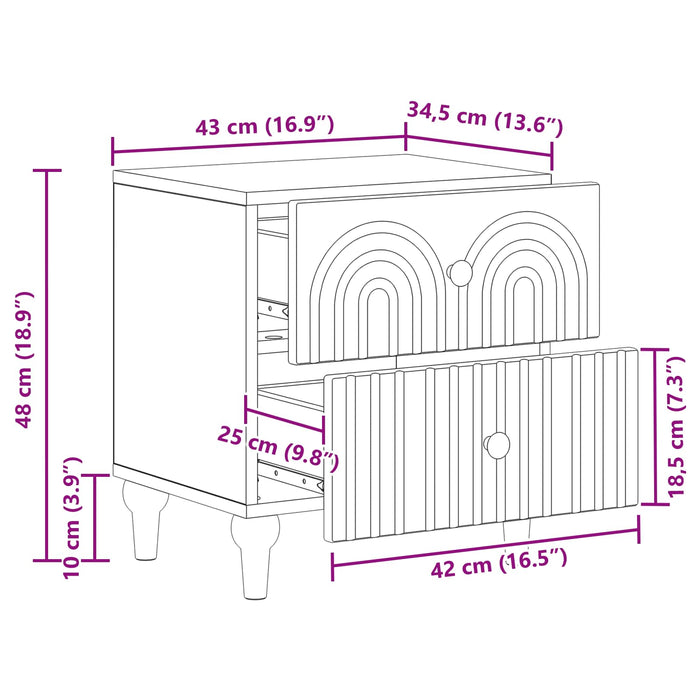 Dulap de noapte cu sertar Stejar Artizanal 43 x 34,5 x 48 cm - WALTI WALTI