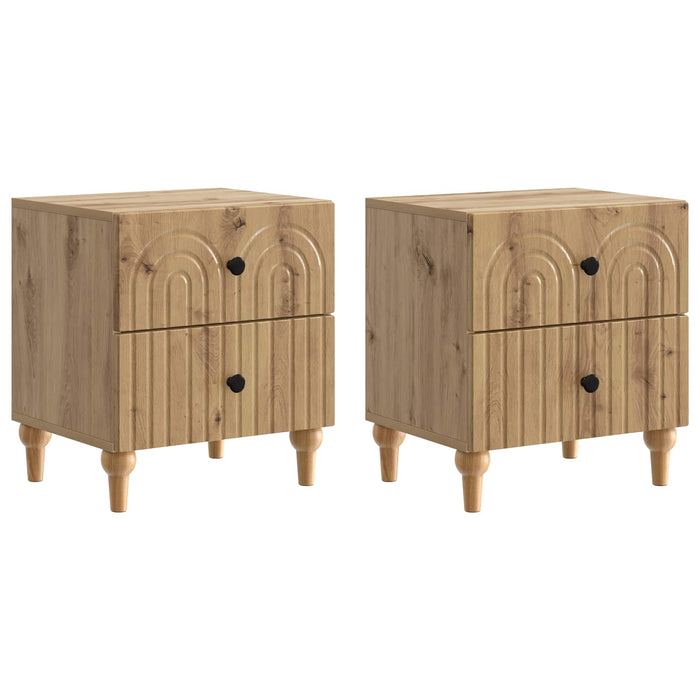Dulap de noapte 2 pcs Stejar Artizanal 43 x 34,5 x 48 cm - WALTI WALTI