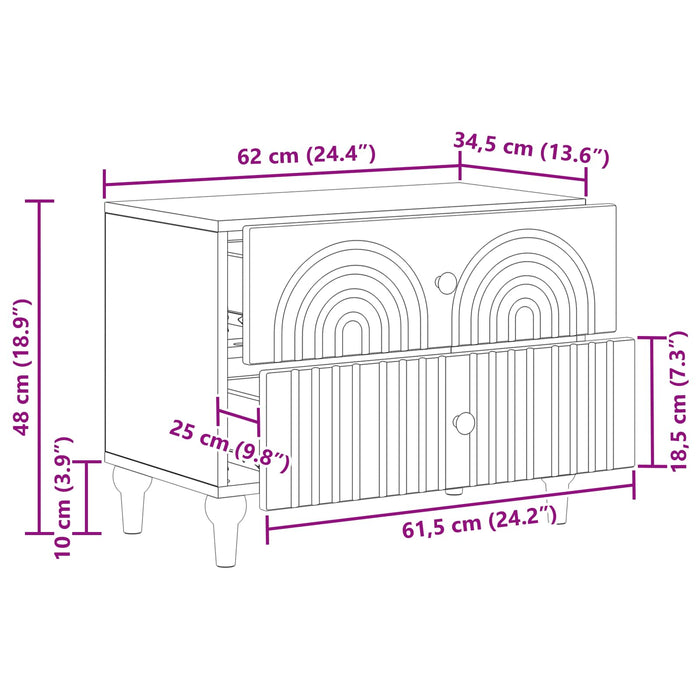 Dulap de noapte Stejar Sonoma 62 x 34,5 x 48 cm Lemn prelucrat WALTI