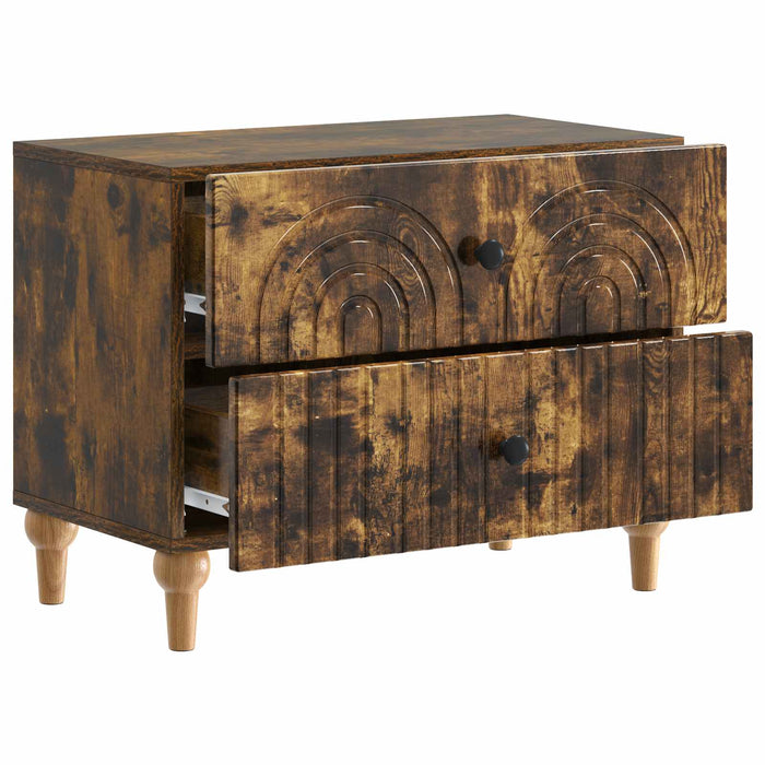 Dulap de noapte Stejar fumuriu 62 x 34,5 x 48 cm Lemn prelucrat - WALTI WALTI