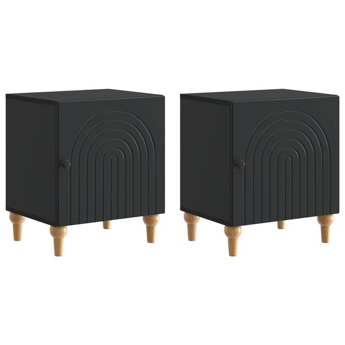 Dulap de noapte 2 pcs Negru 43 x 34,5 x 50 cm Lemn prelucrat - WALTI WALTI