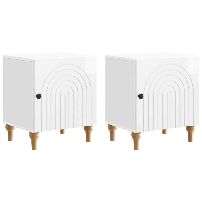 Dulap de noapte 2 pcs Alb foarte lucios 43 x 34,5 x 50 cm - WALTI WALTI