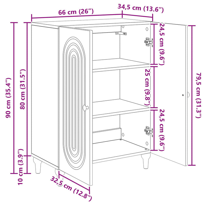 Bufet Gri Beton 66 x 34,5 x 90 cm Lemn prelucrat - WALTI WALTI