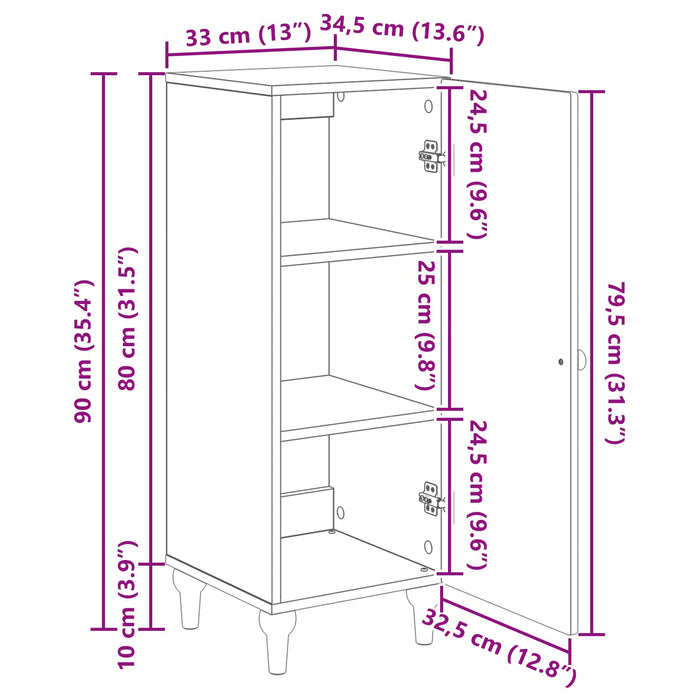 Bufet Stejar Artizanal 33 x 34,5 x 90 cm Lemn prelucrat - WALTI WALTI