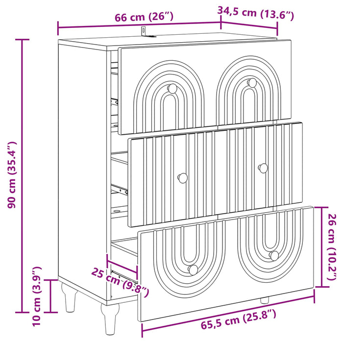 Dulap cu sertare Alb 66 x 34,5 x 90 cm Lemn prelucrat - WALTI WALTI