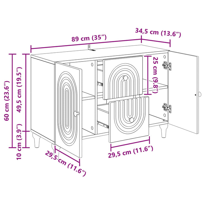 Cabinet TV Sonoma gri 89 x 34,5 x 60 cm Lemn prelucrat - WALTI WALTI