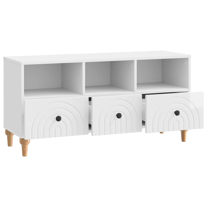 Cabinet TV Alb Lucios 102 x 34,5 x 50 cm Lemn prelucrat - WALTI WALTI