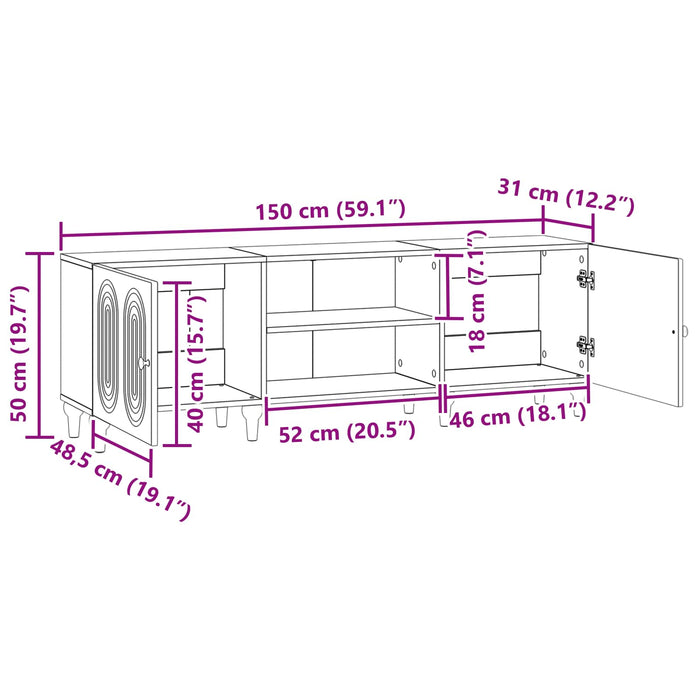 Cabinet TV Stejar Sonoma 150 x 31 x 50 cm Lemn prelucrat - WALTI WALTI