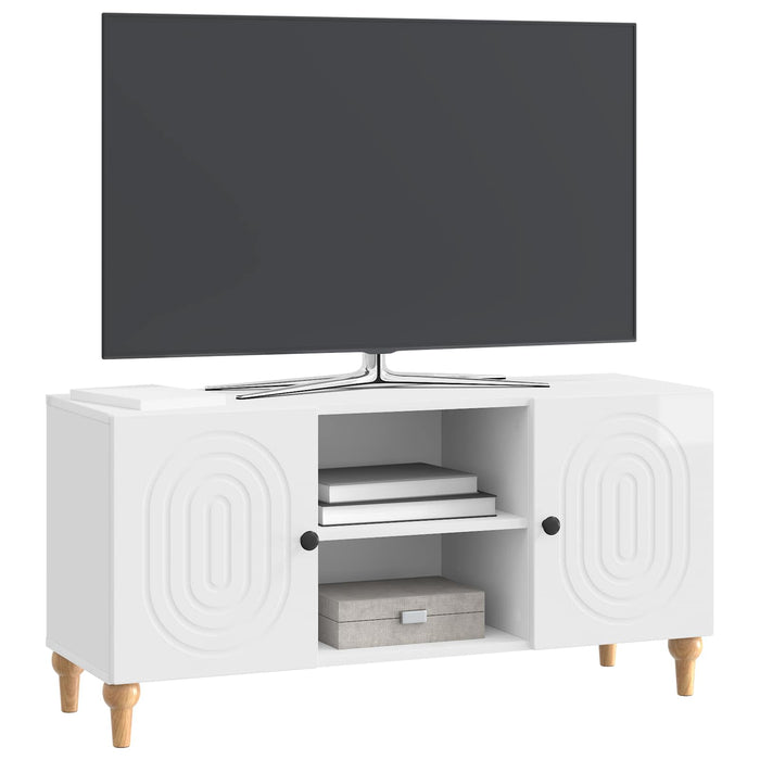 Cabinet TV Alb foarte lucios 102 x 34,5 x 50 cm Lemn prelucrat - WALTI WALTI