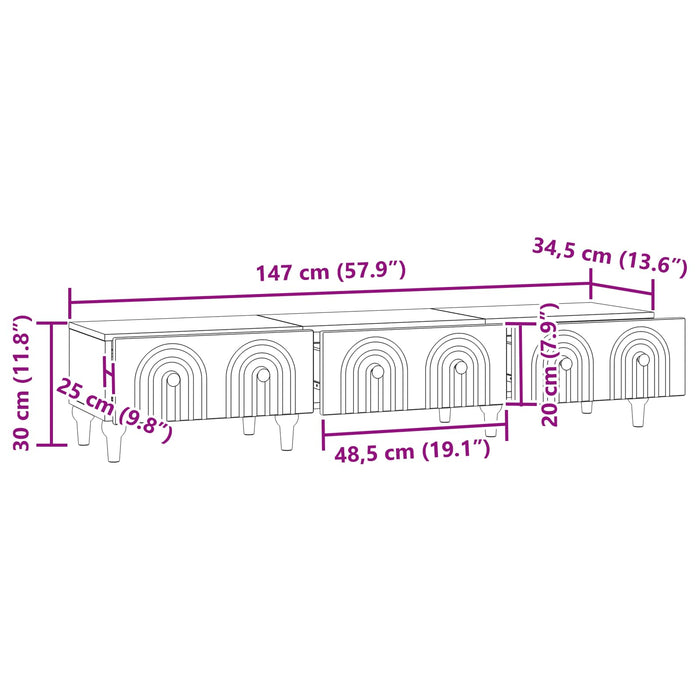 Cabinet TV Gri Beton 147 x 34,5 x 30 cm Lemn prelucrat - WALTI WALTI