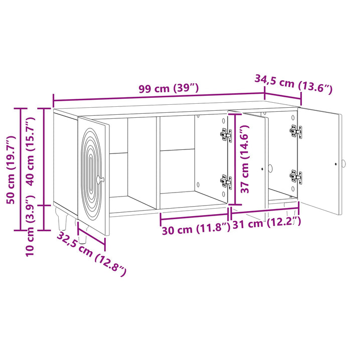 Cabinet TV Gri Beton 99 x 34,5 x 50 cm Lemn prelucrat - WALTI WALTI