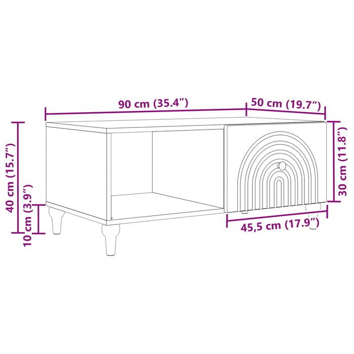 Masă de cafea Negru 90 x 50 x 40 cm Lemn prelucrat - WALTI WALTI