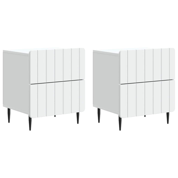 Dulap de noapte 2 pcs Alb 43 x 34,5 x 49,5 cm Lemn prelucrat - WALTI WALTI