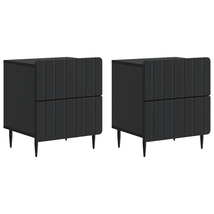 Dulap de noapte 2 pcs Negru 43 x 34,5 x 49,5 cm Lemn prelucrat - WALTI WALTI
