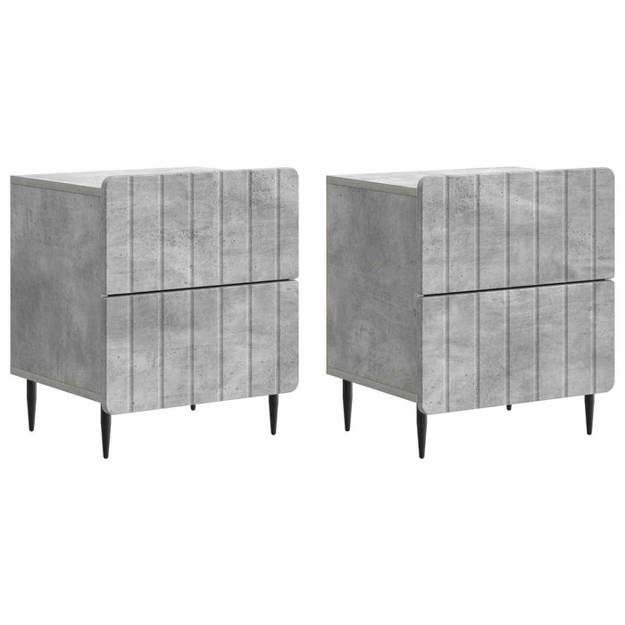 Dulap de noapte cu sertar 2 pcs Gri Beton 43 x 34,5 x 49,5 cm - WALTI WALTI