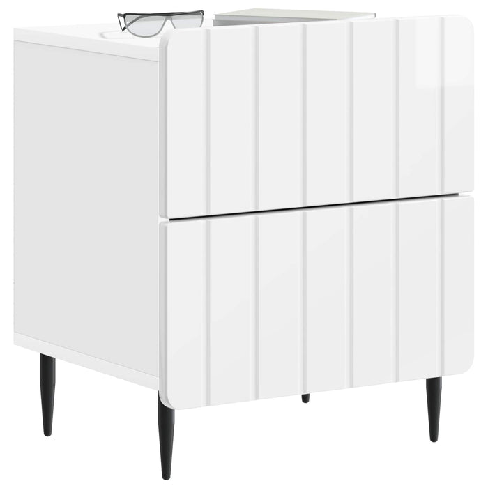 Dulap de noapte cu sertar Alb foarte lucios 43 x 34,5 x 49,5 cm - WALTI WALTI