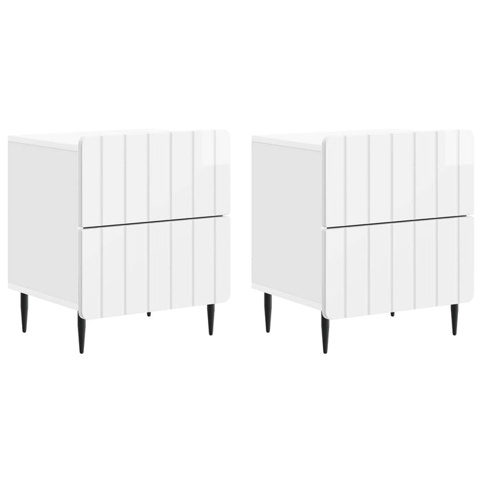 Dulap de noapte 2 pcs Alb foarte lucios 43 x 34,5 x 49,5 cm - WALTI WALTI