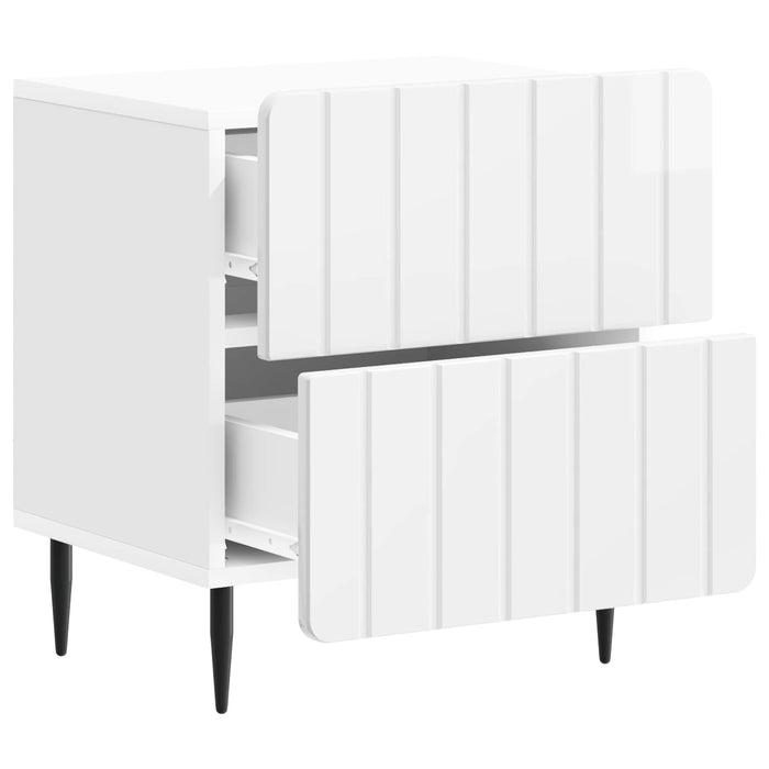 Dulap de noapte 2 pcs Alb foarte lucios 43 x 34,5 x 49,5 cm - WALTI WALTI