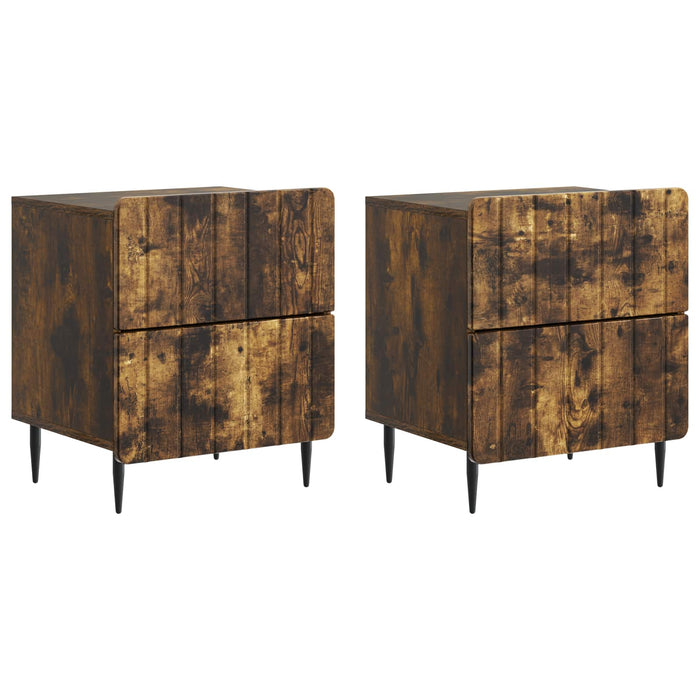 Dulap de noapte 2 pcs Stejar fumuriu 43 x 34,5 x 49,5 cm - WALTI WALTI