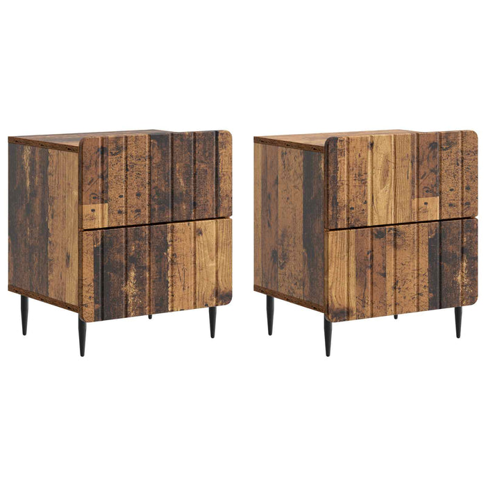Dulap de noapte cu sertar 2 pcs Lemn vechi 43 x 34,5 x 49,5 cm - WALTI WALTI