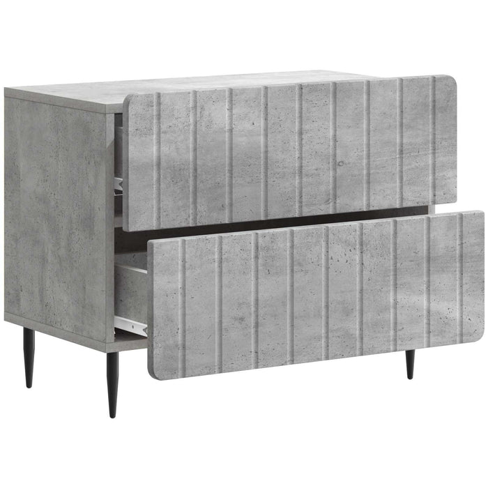 Dulap de noapte Gri Beton 62 x 34,5 x 49,5 cm Lemn prelucrat - WALTI WALTI