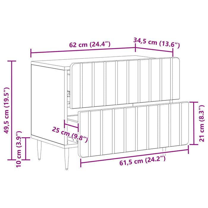Dulap de noapte Gri Beton 62 x 34,5 x 49,5 cm Lemn prelucrat - WALTI WALTI