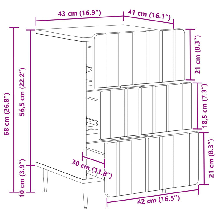 Dulap de noapte Stejar Sonoma 43x 41 x 68 cm Lemn prelucrat - WALTI WALTI