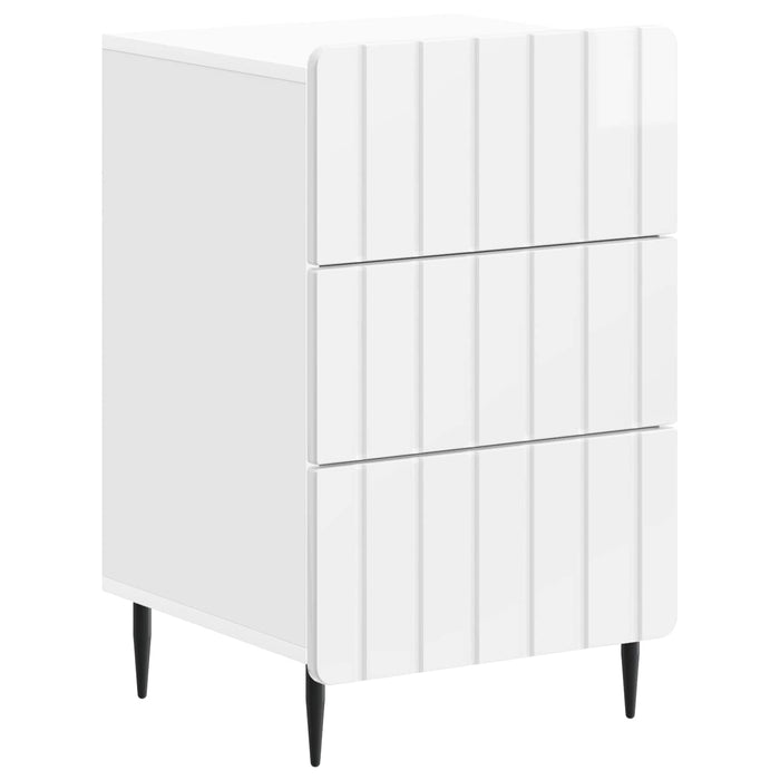 Dulap de noapte Alb foarte lucios 43x 41 x 68 cm Lemn prelucrat - WALTI WALTI
